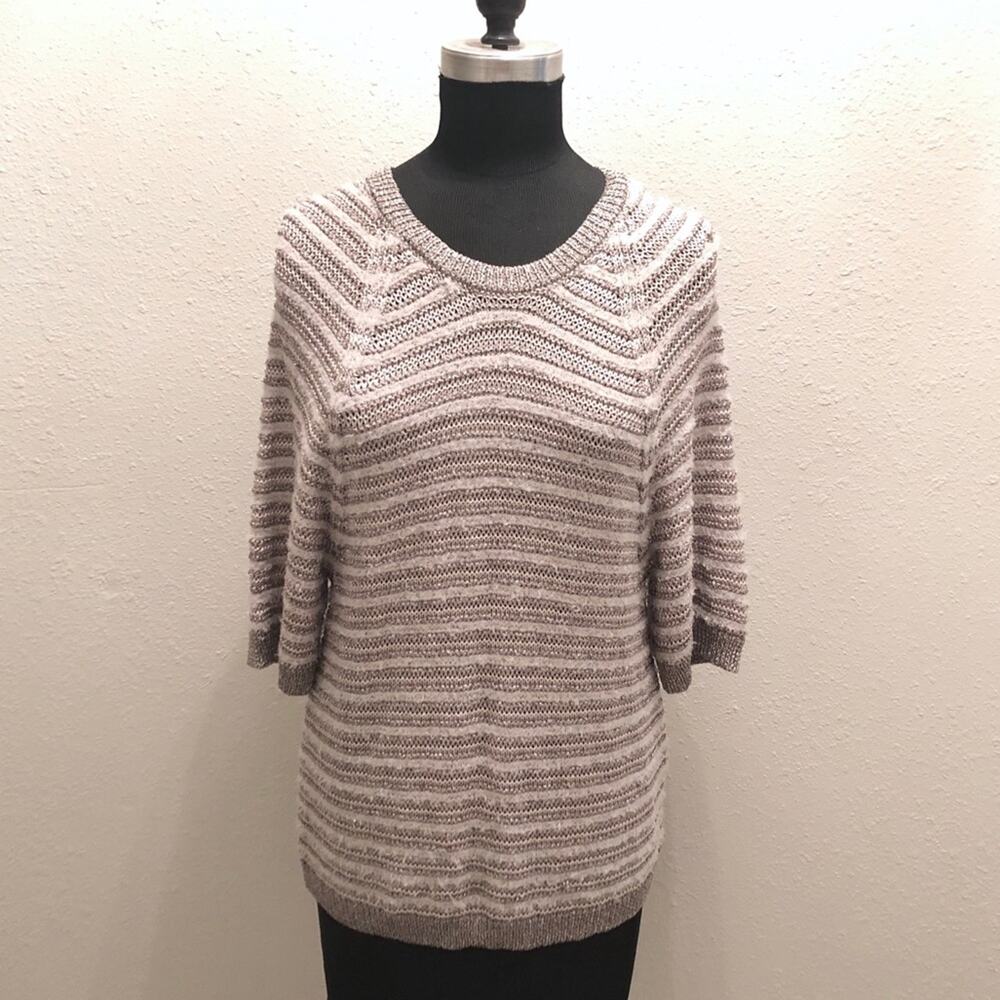 Anthropologie Yellow Bird Metallic Knit Sweater M